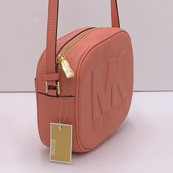 MICHAEL KORS Jet Set Medium Embossed Pebbled Leather Crossbody Bag Sherbert - Picture 5 of 16